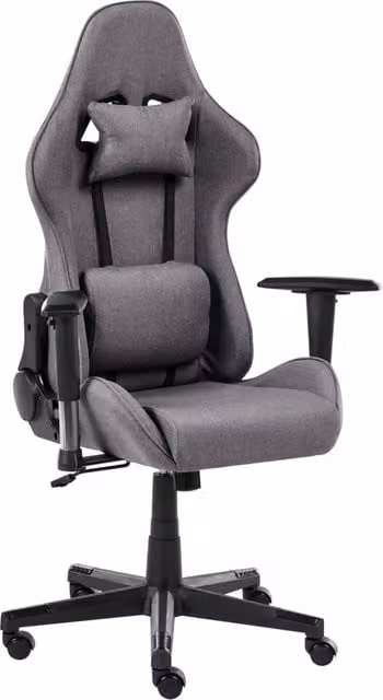 Sedia da ufficio e gaming ergonomica BELIANI in tessuto grigio con braccioli regolabili e poggiatesta, stile moderno per home office