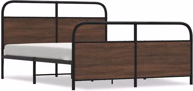 Letto matrimoniale Design In in metallo e MDF color rovere marrone L/P/H: 150 x 200 cm