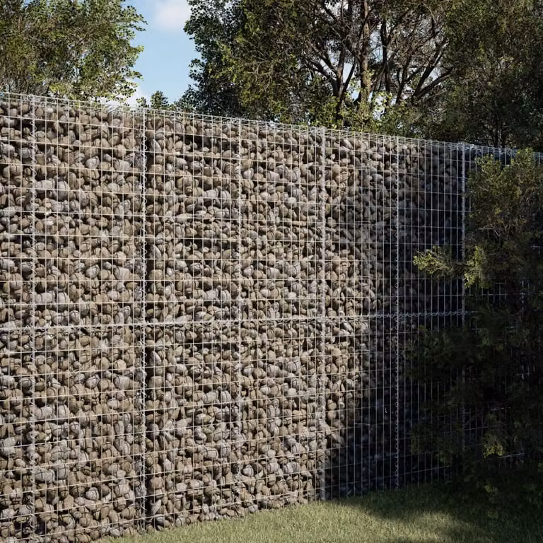 vidaXL Cesto Gabbione con Copertura in Ferro Zincato Argento L/P/H: 150 x 100 x 200 cm