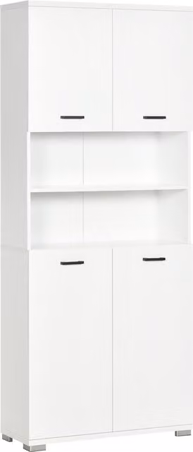 Armadietto da bagno d'angolo kleankin in legno bianco con 4 ante e ripiani regolabili L 47.3 cm x P 33.5 cm x H 190 cm