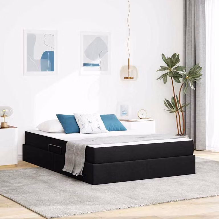 Letto con contenitore e materasso vidaXL Nero L: 140 cm, P: 200 cm, H: 280 cm