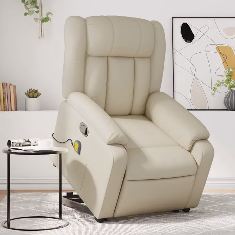 vidaXL Poltrona Alzapersona Reclinabile con Assistenza Elettrica in Similpelle Beige