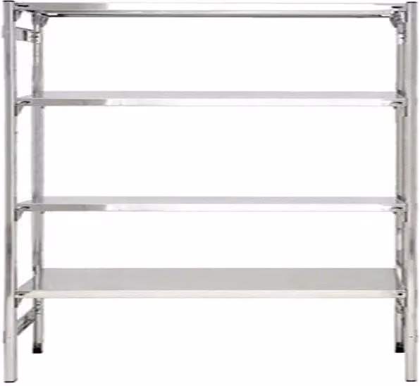 Scaffale professionale in acciaio inox argentato con ganci ad incastro Castellani Shop L: 200 cm, P: 40 cm, H: 180 cm