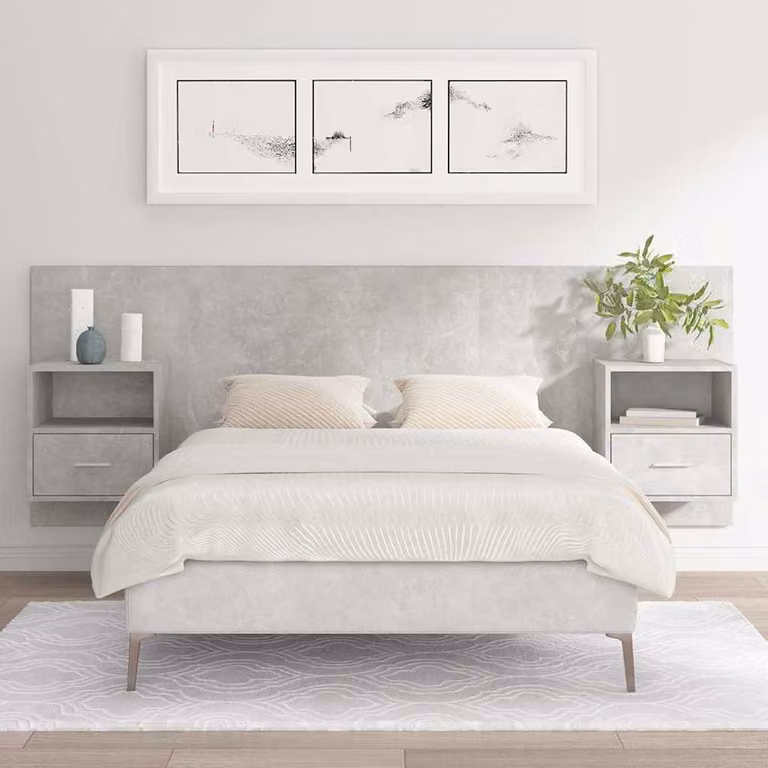vidaXL Testiera Letto con Comodini Integrati in Legno Multistrato Grigio L: 120 cm, P: 32,5 cm, H: 80 cm