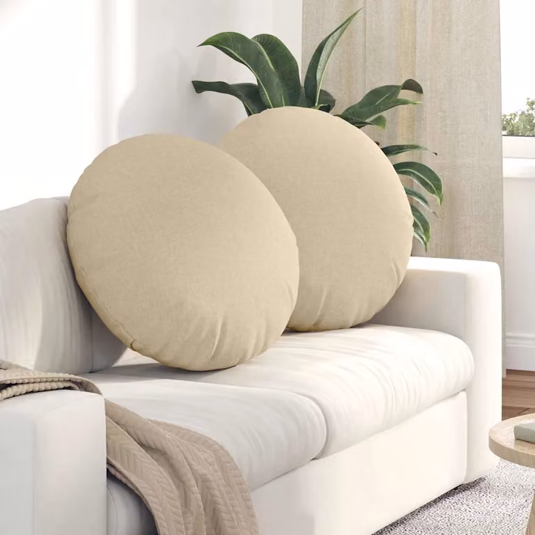 Set di 2 cuscini per seduta rotondi vidaXL in tessuto beige, Ø 60 cm x 21 cm