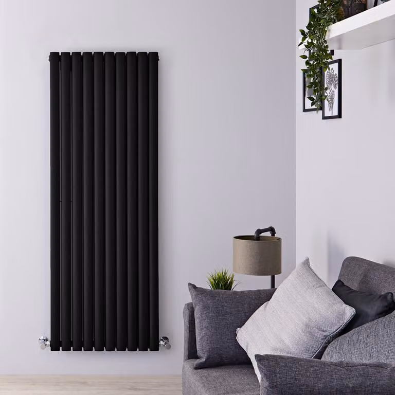 Radiatore Termosifone Revive in Acciaio Nero Opaco L: 160 cm, H: 59 cm