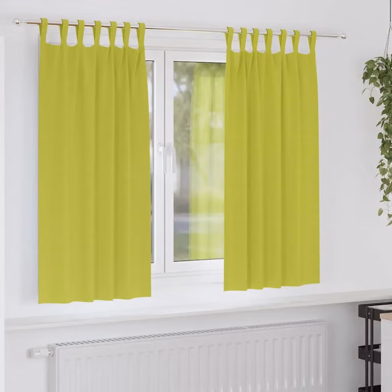 Set di 2 tende blackout vidaXL in poliestere con anelli, colore verde, L: 140 cm x H: 175 cm