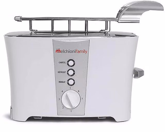 Tostapane Melchioni Family Tosto Bianco con 2 fessure, Potenza 600 W e funzione scongelamento