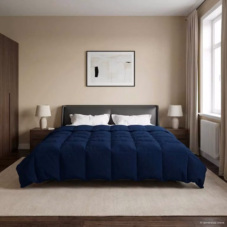 vidaXL Piumone Invernale in Microfibra Traspirabile e Reversibile, Blu, L/P: 240 x 260 cm