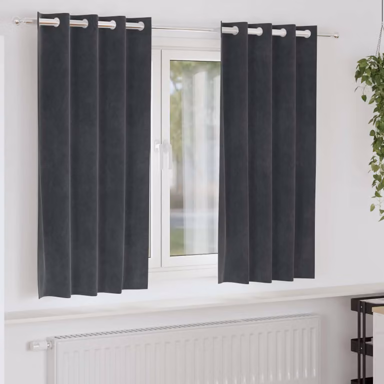 Set di 2 tende oscuranti vidaXL in velluto grigio, L: 140 cm x H: 175 cm