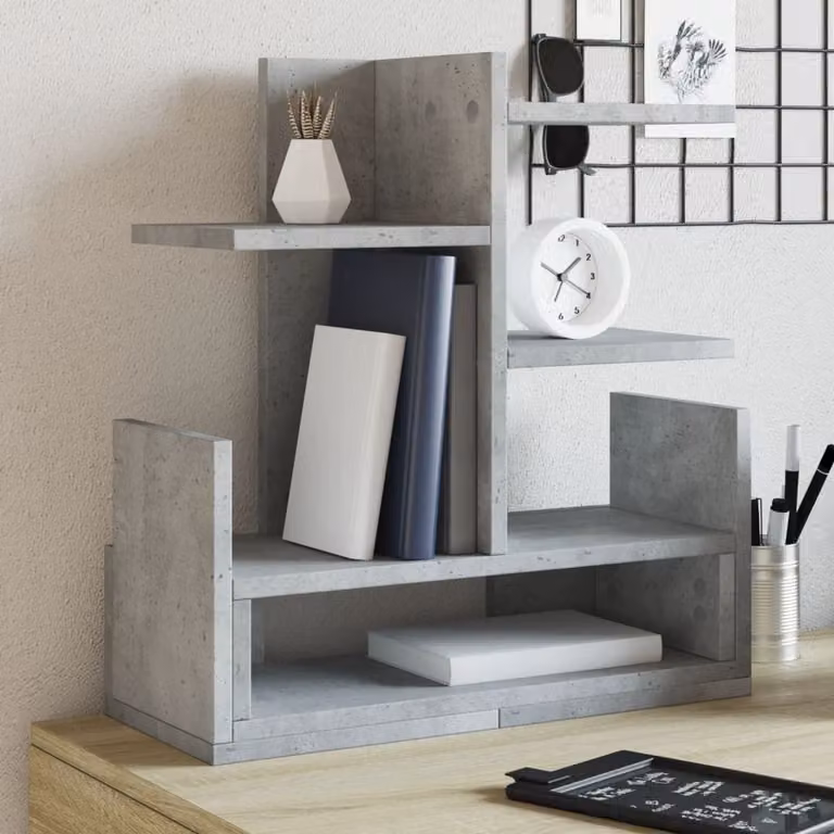 Organizer da scrivania vidaXL in multistrato grigio cemento con scomparti multipli L 49 cm, P 20 cm, H 52,5 cm