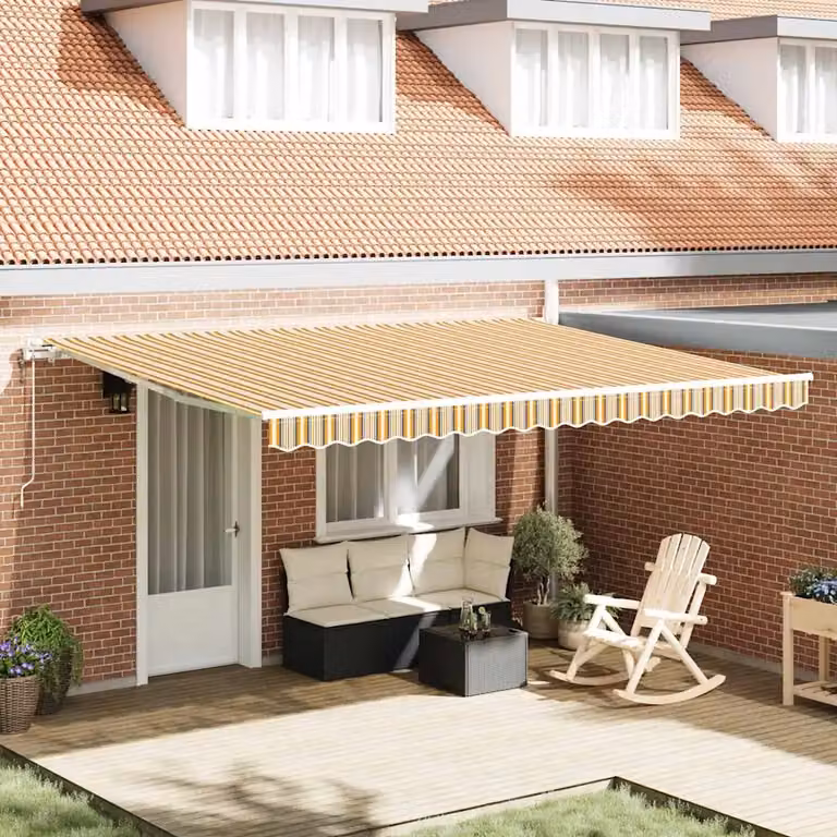 Tenda retrattile vidaXL multicolore con bracci pieghevoli in alluminio e tessuto in poliestere, L: 450 cm x P: 300 cm
