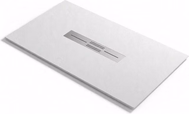 Piatto doccia rettangolare in resina minerale Taco MALIBU colore bianco con effetto pietra e scarico centrale L: 160 cm, P: 80 cm