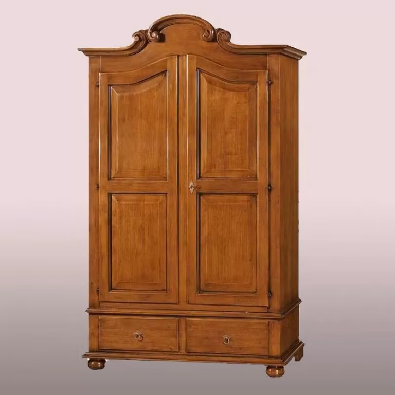 Armadio Arte Povera Mobili 2G in Legno con 2 Ante e Cassetti, Colore Noce, L/P/H: 122 x 60 x 204 cm