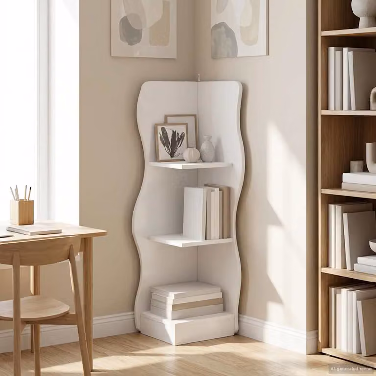 vidaXL Mensola angolare moderna in MDF Bianco L: 34 cm, P: 33 cm, H: 102 cm