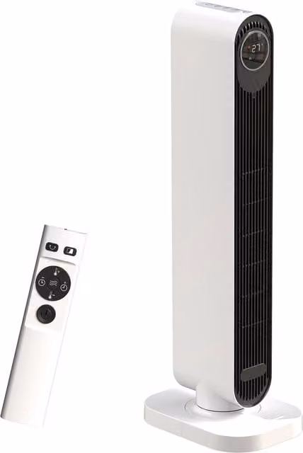 Termoventilatore HOMCOM da 2000W con telecomando, oscillazione e timer, Bianco, L/P/H: 30 x 22 x 82.5 cm