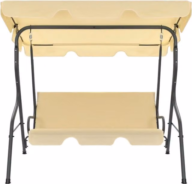 Panchina a dondolo da giardino con tendalino vidaXL in acciaio bianco e beige L 170 x P 110 x H 153 cm