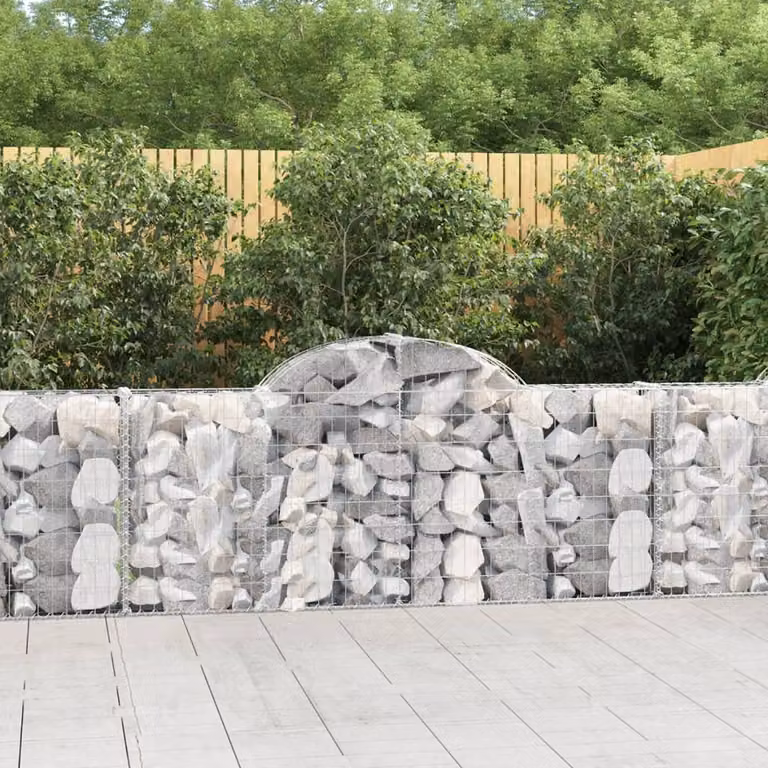 Set di 3 Cesti Gabbioni ad Arco vidaXL in Acciaio Zincato Grigio L: 200 cm, P: 30 cm, H: 80-100 cm