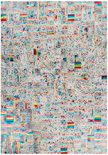 Tappeto Rocket 300 Kendra Home in vera pelle patchwork multicolor con dettagli oro e argento