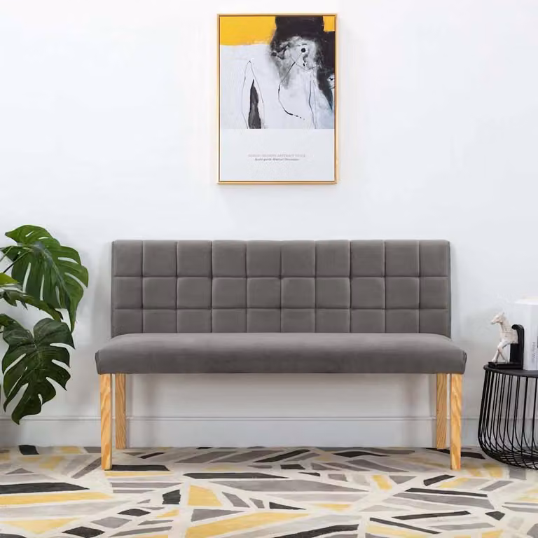 Panca vidaXL in velluto grigio con struttura in legno e MDF, L: 140 cm