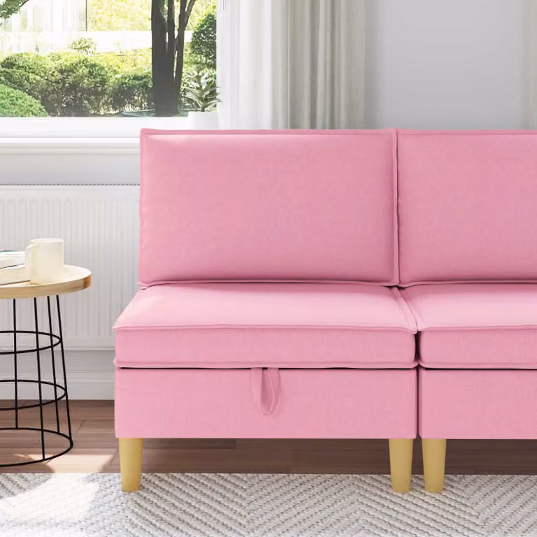 Divano con contenitore in tessuto vidaXL stile minimalista disponibile in marrone o rosa