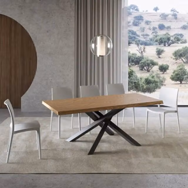 Tavolo fisso Versalux Itamoby in rovere scortecciato con gambe antracite L: 180 cm, P: 90 cm, H: 75 cm