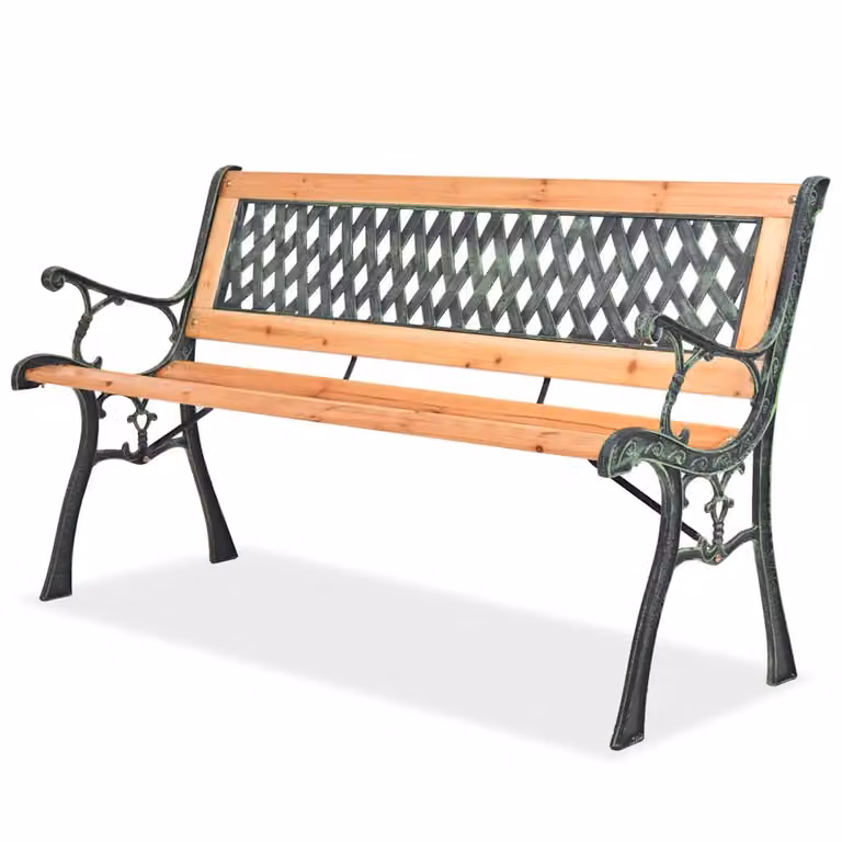 Panchina da giardino vidaXL in legno trattato e metallo marrone L: 122 cm