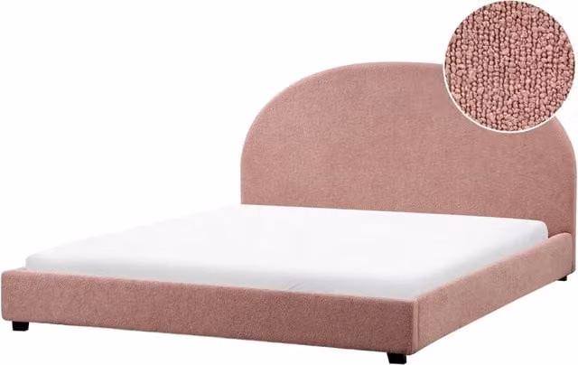 Lettino ad acqua BELIANI in tessuto bouclé rosa pastello con design retrò L/P: 180 x 200 cm