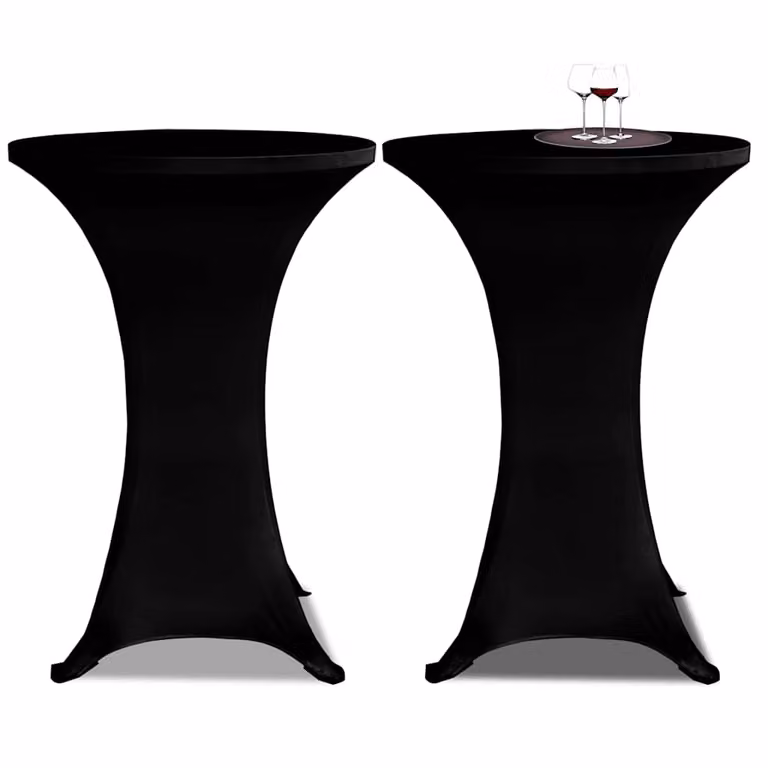 Set di 2 copritavoli vidaXL in tessuto elasticizzato nero, diametro 70 cm
