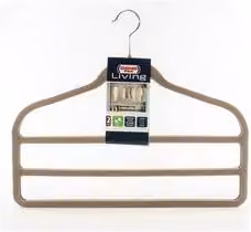 Set di 2 appendiabacini per pantaloni Domoliving in plastica con barra, colore beige, L: 45 cm