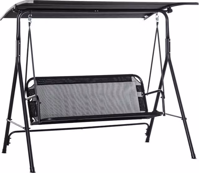 Dondolo da giardino a 2 posti Xylo con tettuccio regolabile nero L/P/H: 172 x 110 x 155 cm
