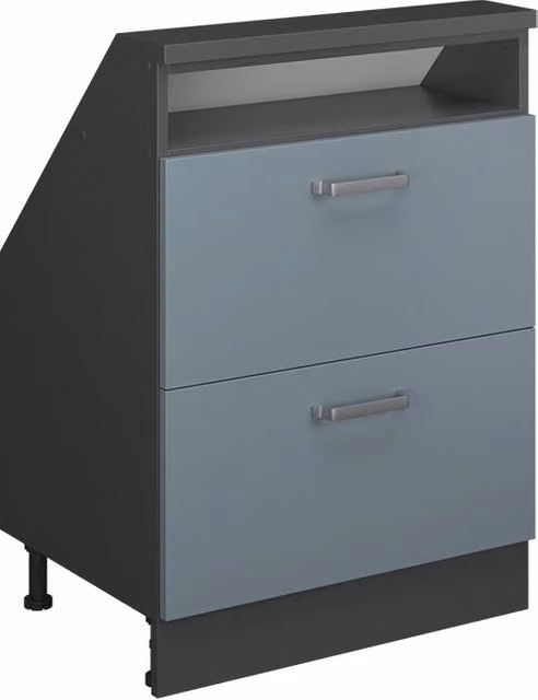 Mobile sottotetto Vicco Rion Grigio-blu/Antracite con cassetti e ripiani aperti L/P/H: 60 x 46 x 83,8 cm