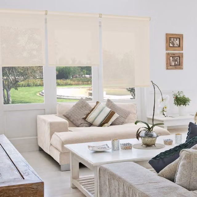 Tenda a rullo screen VIEWTEX beige semi-trasparente con protezione UV e isolamento termico L: 180 cm, H: 250 cm