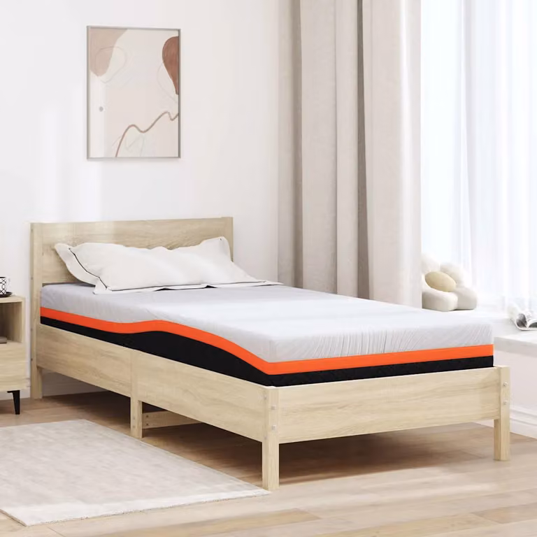 vidaXL Materasso in Gel con Tessuto Bianco e Nero L: 120 cm, P: 200 cm, H: 20 cm