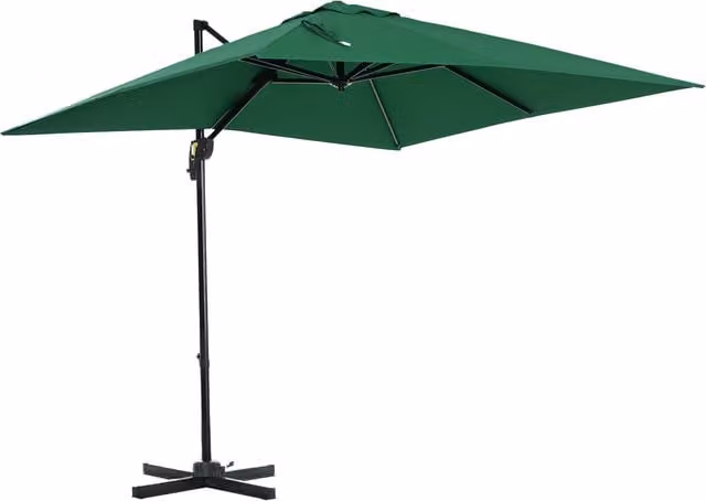 Ombrellone da Giardino Outsunny con Manovella, Rotazione 360° e Parasole Regolabile, Verde, L/P: 250 x 250 cm
