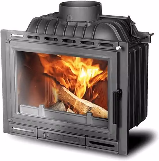 Inserto Stufa a Legna OUTINFIRE W13A ECO in Ghisa, Potenza 11,5 KW, Colore Nero o Grigio, L/P/H: 83,0 x 50,4 x 55,0 cm