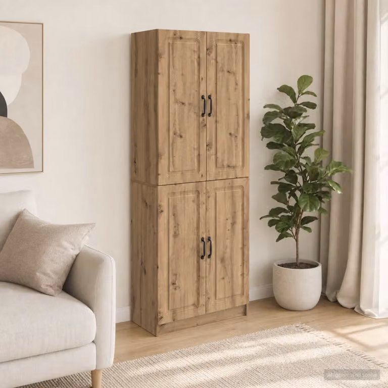 Set di 2 armadi moderni vidaXL in legno ingegnerizzato e MDF marrone con ante a battente e ripiani interni per soggiorno L/P/H: 87.0 x 34.5 x 66.0 cm