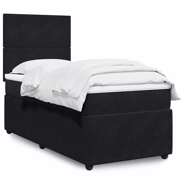 vidaXL Giroletto a Molle Ibrido con Materasso in Velluto Nero L/P/H: 100 x 200 cm