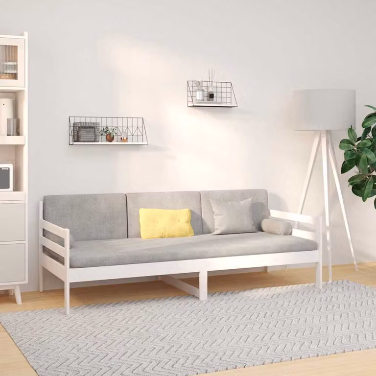 vidaXL Dormeuse in legno massello di pino bianca senza materasso L/P/H: 200 x 80 x 69,5 cm