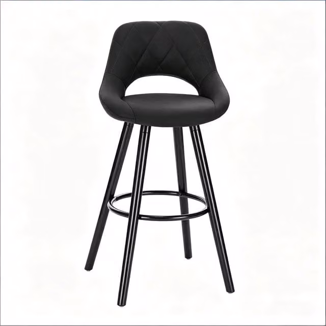 Sgabello da bar moderno Chicfurn in tessuto antracite e nero con struttura in metallo e legno per cucina e soggiorno