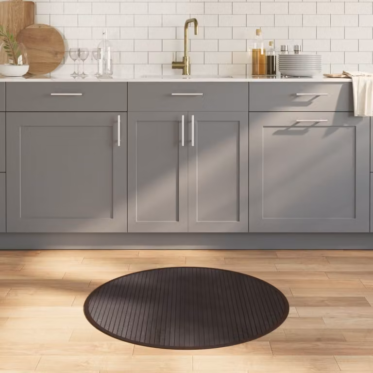 vidaXL Tappeto Rotondo Moderno Marrone in Bambù e Polipropilene, Diametro: 80 cm