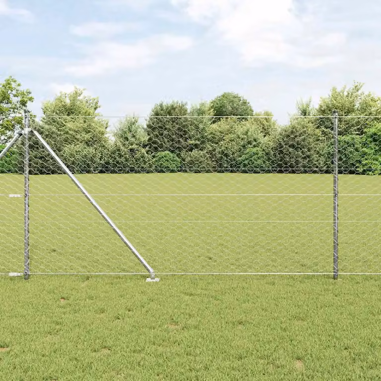 Recinzione esagonale con palo vidaXL in acciaio zincato Argento L: 100 cm, H: 1 m