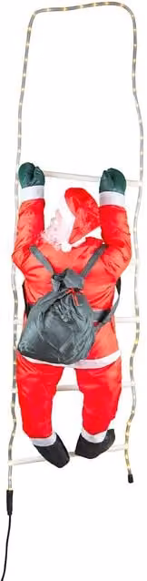 Decorazione di Babbo Natale su Scala con LED EuroNatale, Colore Rosso, L 38 cm x H 140 cm