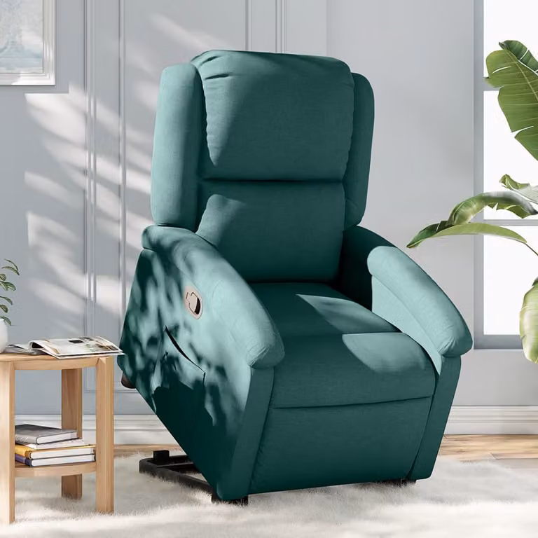 vidaXL Poltrona Alzapersona Reclinabile Verde con Assistenza Elettrica e Braccioli in Tessuto