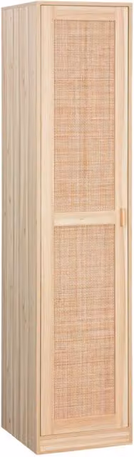 Armadio spogliatoio Sweeek in legno di abete e canna, 1 anta e 5 ripiani, marrone e beige, H: 180 cm, L: 40 cm, P: 40 cm
