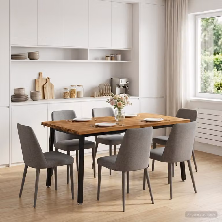 vidaXL Tavolo da pranzo moderno in legno di acacia con bordo vivo, colore marrone, L: 160 cm, P: 80 cm, H: 75 cm