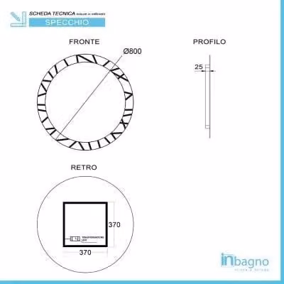 Specchio da bagno tondo Inbagno con cornice LED retroilluminata bianca, Diametro: 80 cm