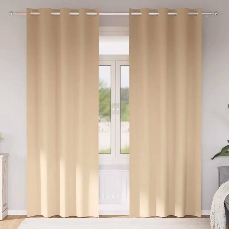 Set di 2 tende blackout vidaXL con anelli in poliestere, colore beige, H 245 cm x L 140 cm