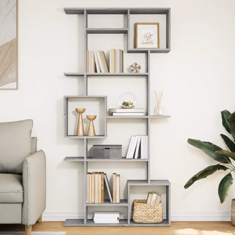 Libreria vidaXL Grigio in Legno e MDF per Soggiorno, L: 92 cm, P: 29 cm, H: 188 cm