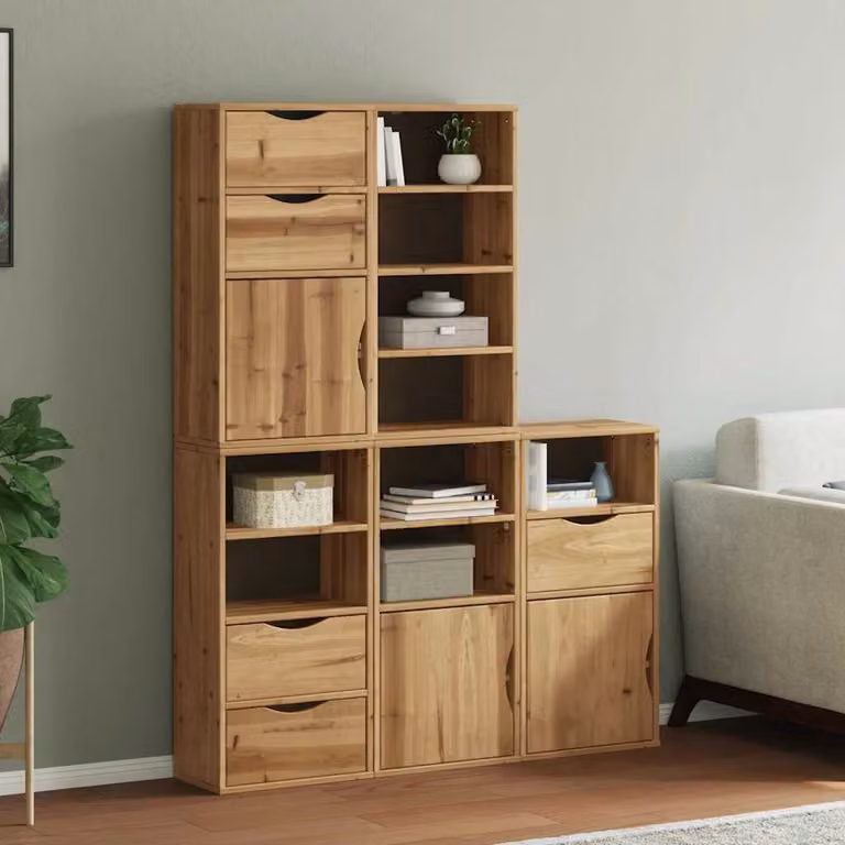 Set di 5 armadietti a muro vidaXL ODDA in legno di pino massello marrone, L: 40 cm, P: 24 cm, H: 79 cm